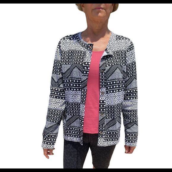 Rafaella Button Down 100% Cotton Jacket, sz Large - Picture 1 of 12